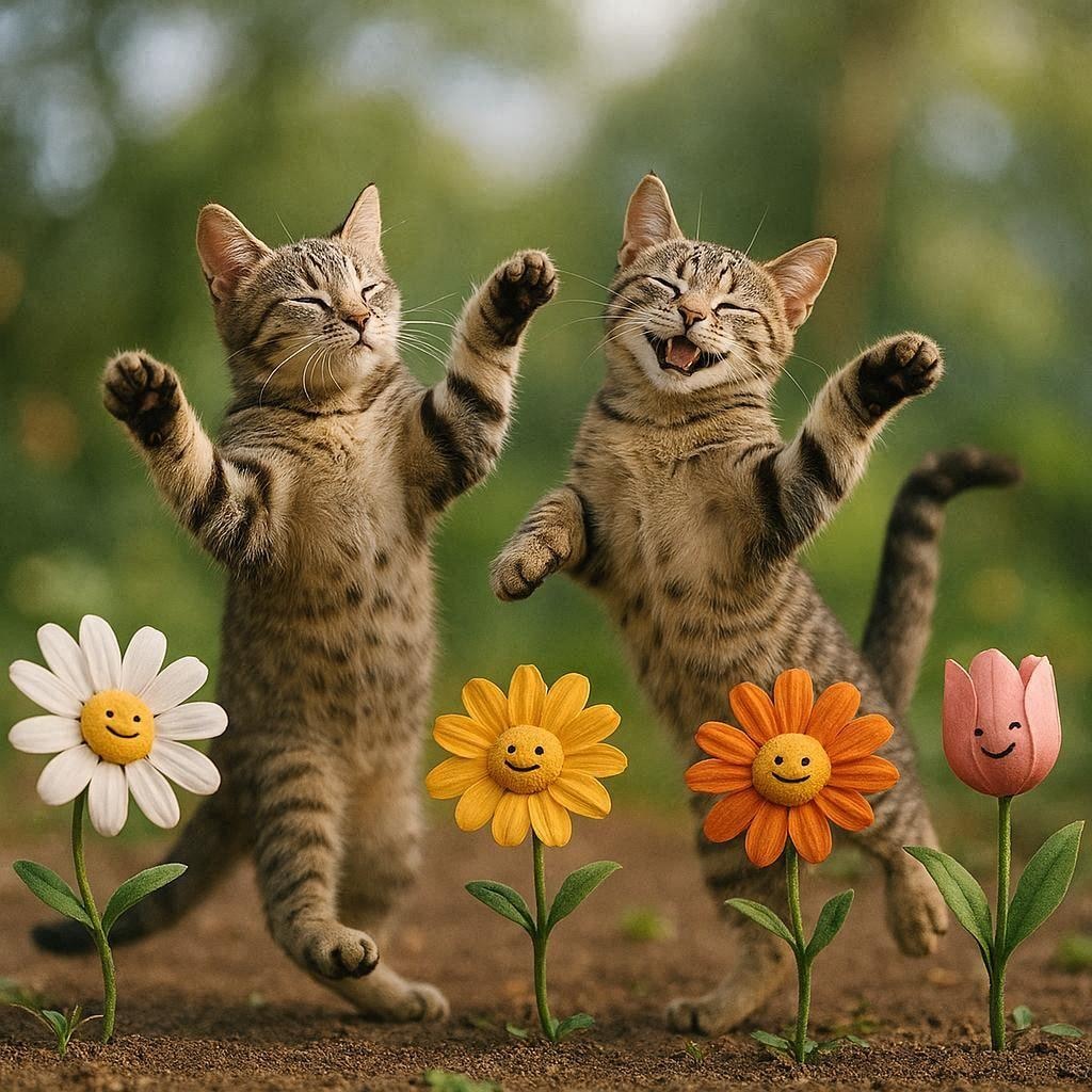 ダンシングフラワーと猫