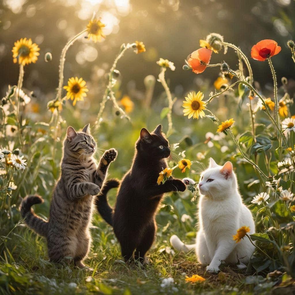 ダンシングフラワーと猫