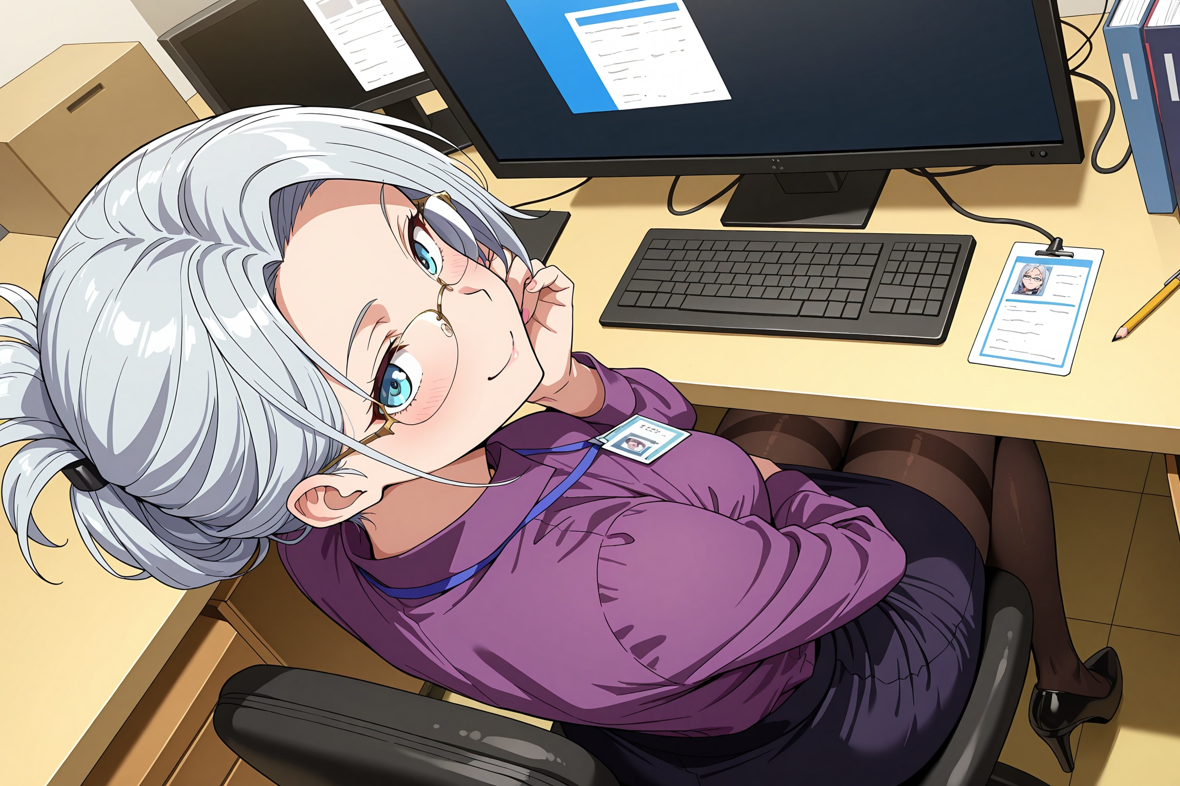 紫ブラウスの露峰さん | の人気AIイラスト・グラビア