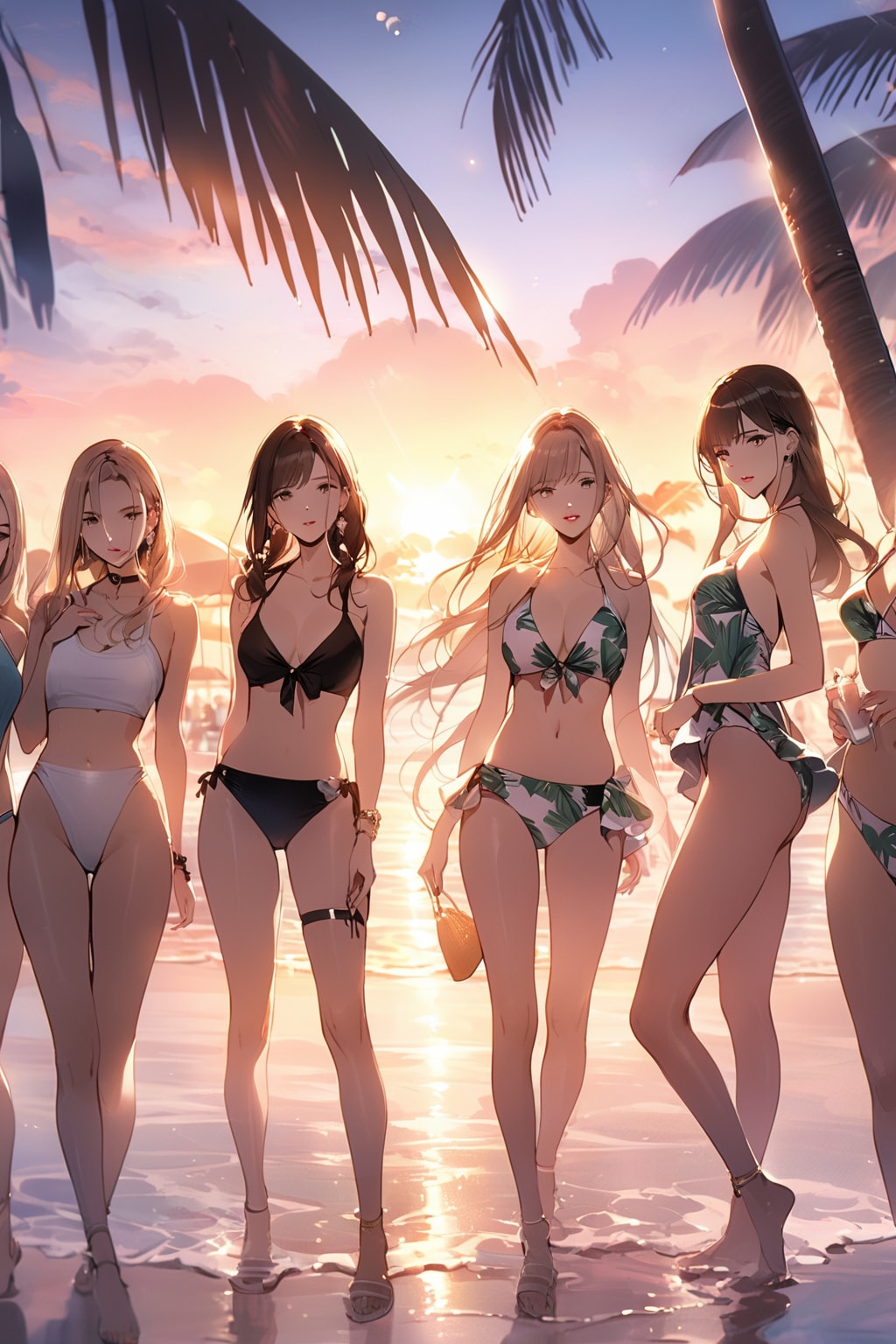 夕日と青空の下で　ー美女達の水着ファッション Ver.02ー