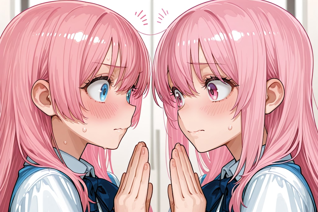 鏡の中の世界の私