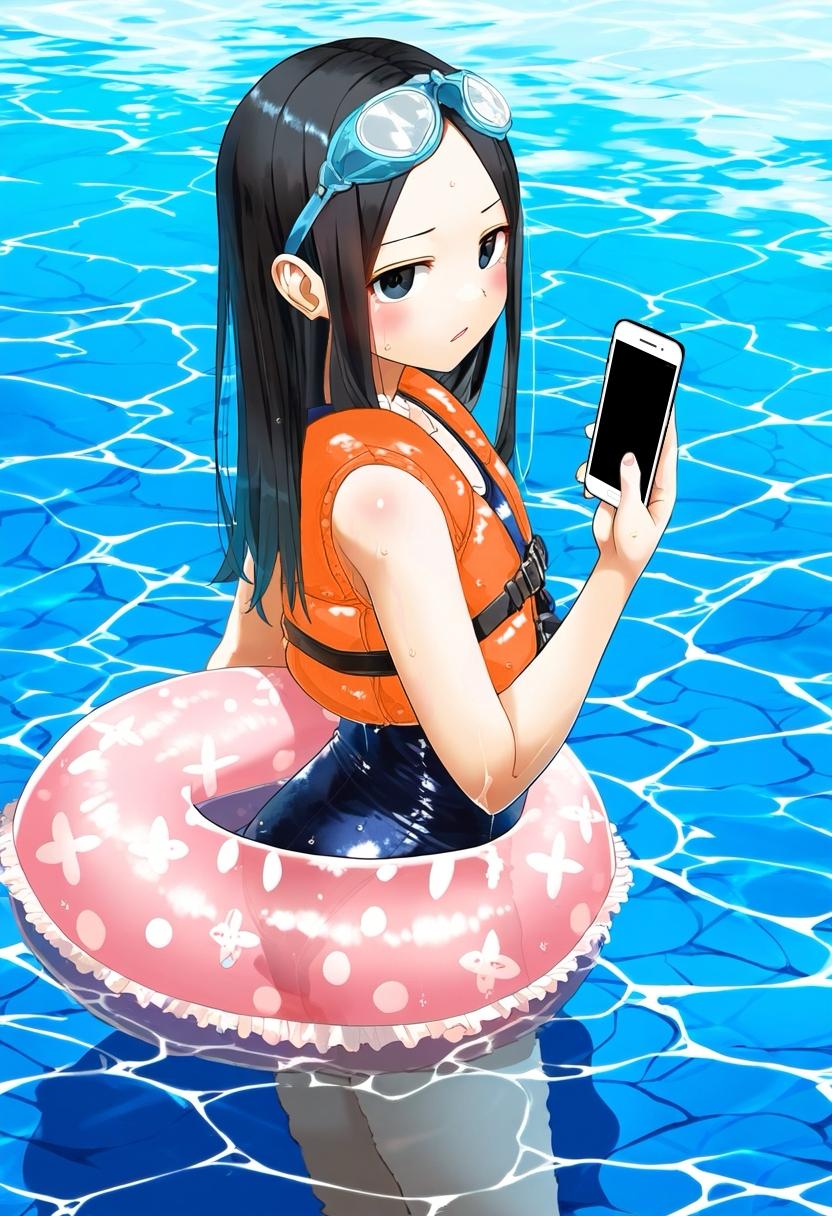 プールで立ちんぼ活動するお姉さん
