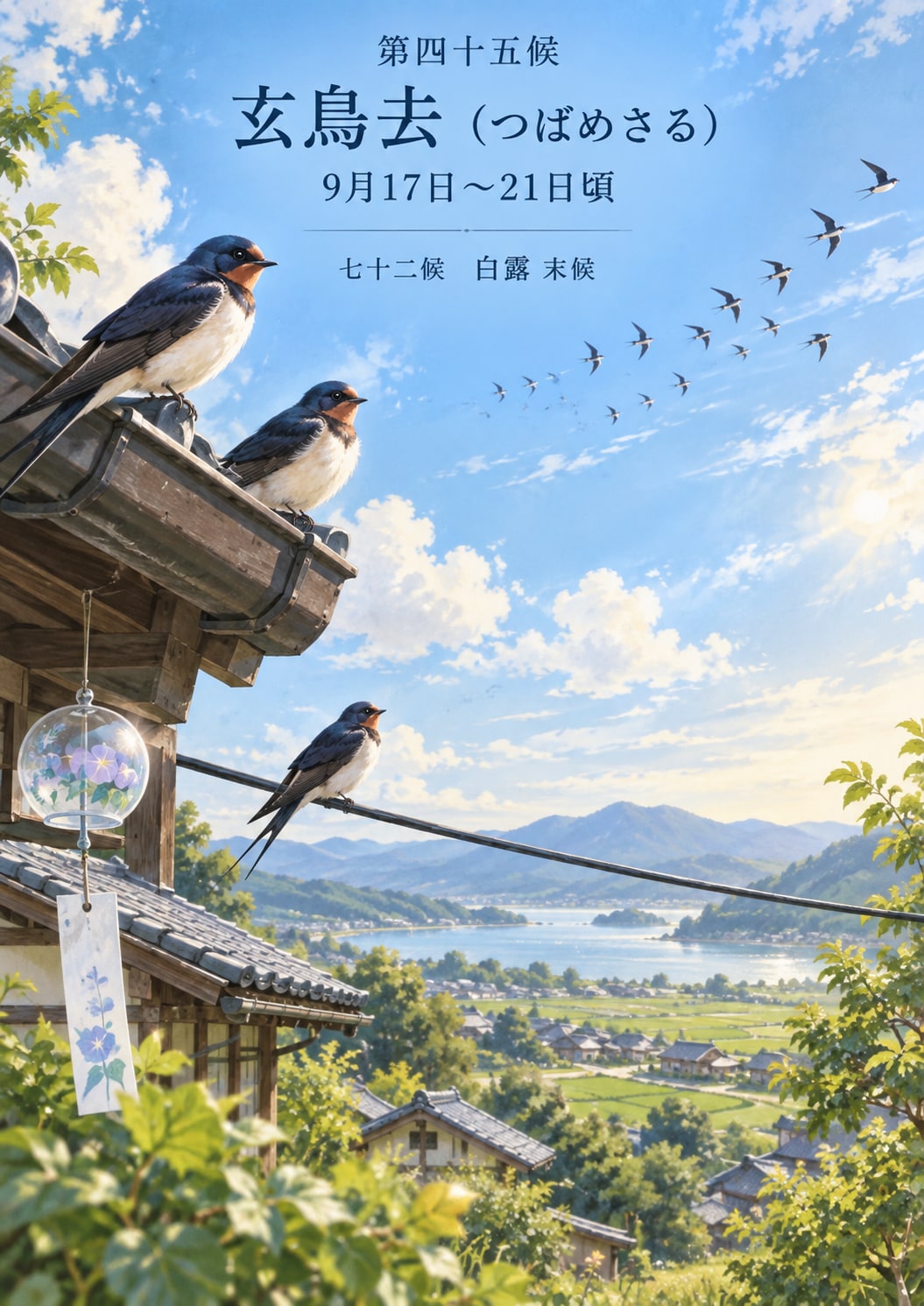第四十五候「玄鳥去 (つばめさる)」 9/17～9/21頃 | の人気AIイラスト・グラビア