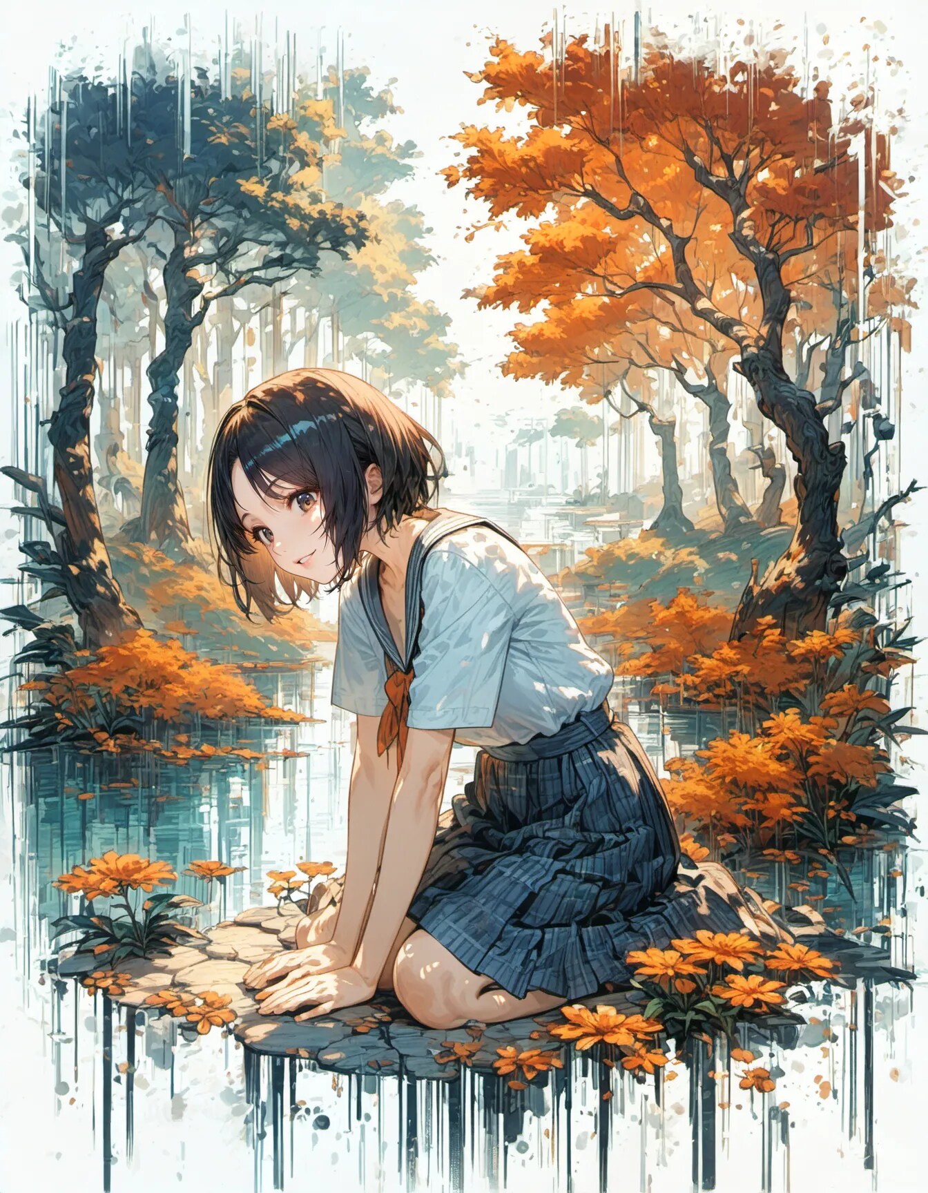 Autumn Reflection Girl | の人気AIイラスト・グラビア