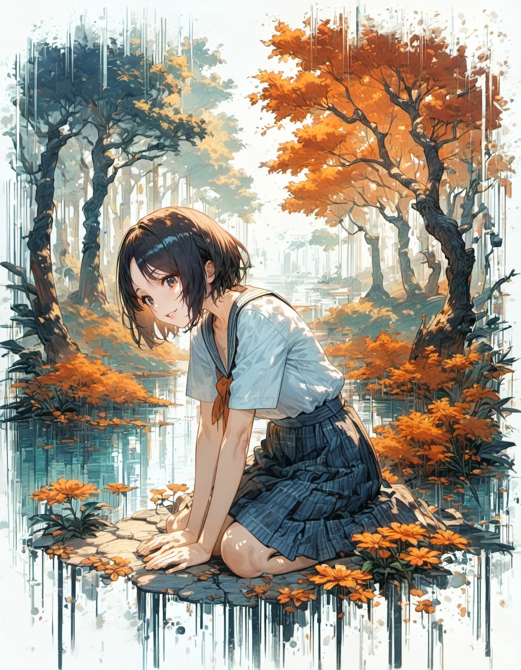 Autumn Reflection Girl