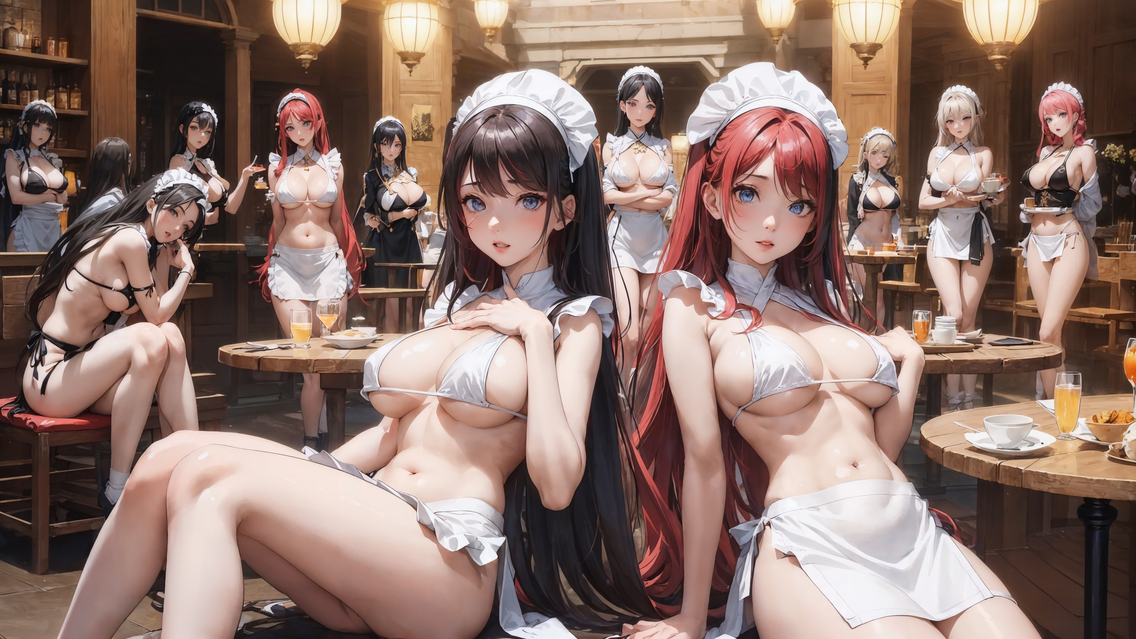 【4K】水着エプロン喫茶