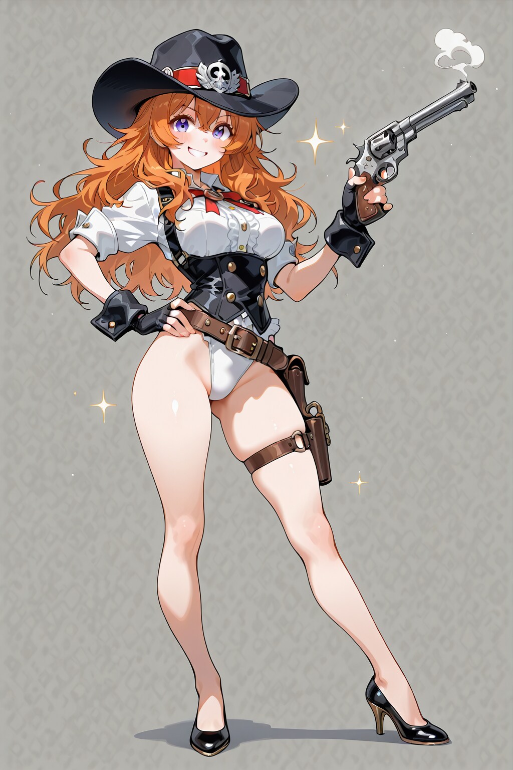 色々な服の少女と銃