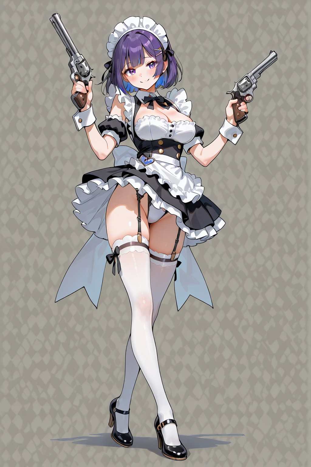色々な服の少女と銃