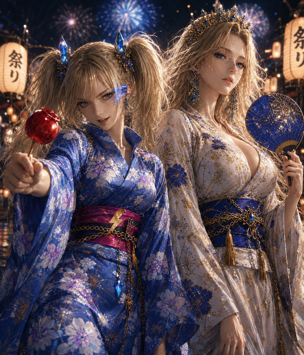 浴衣姿の金子電気の2人
