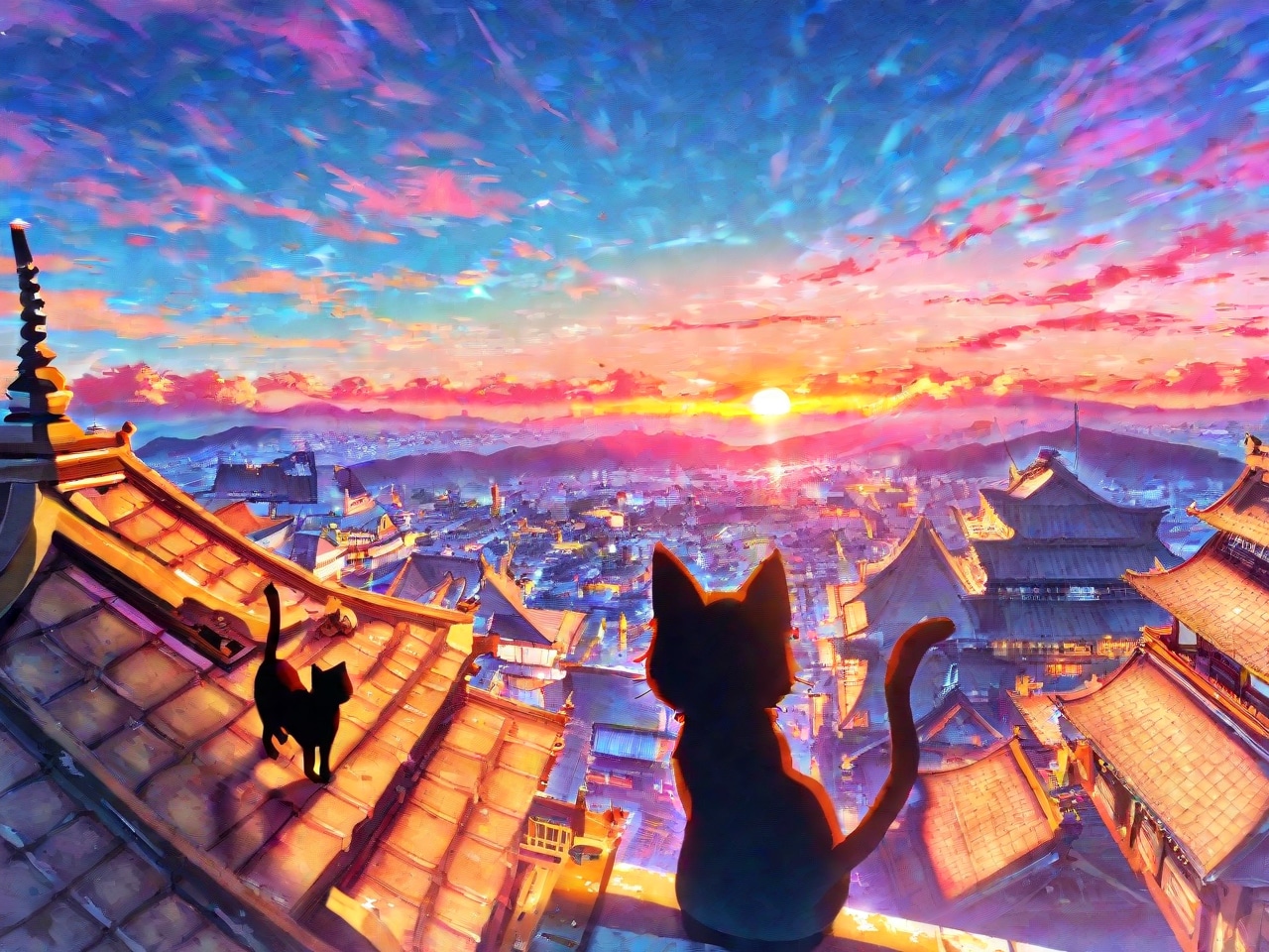 屋根の上から | の人気AIイラスト・グラビア