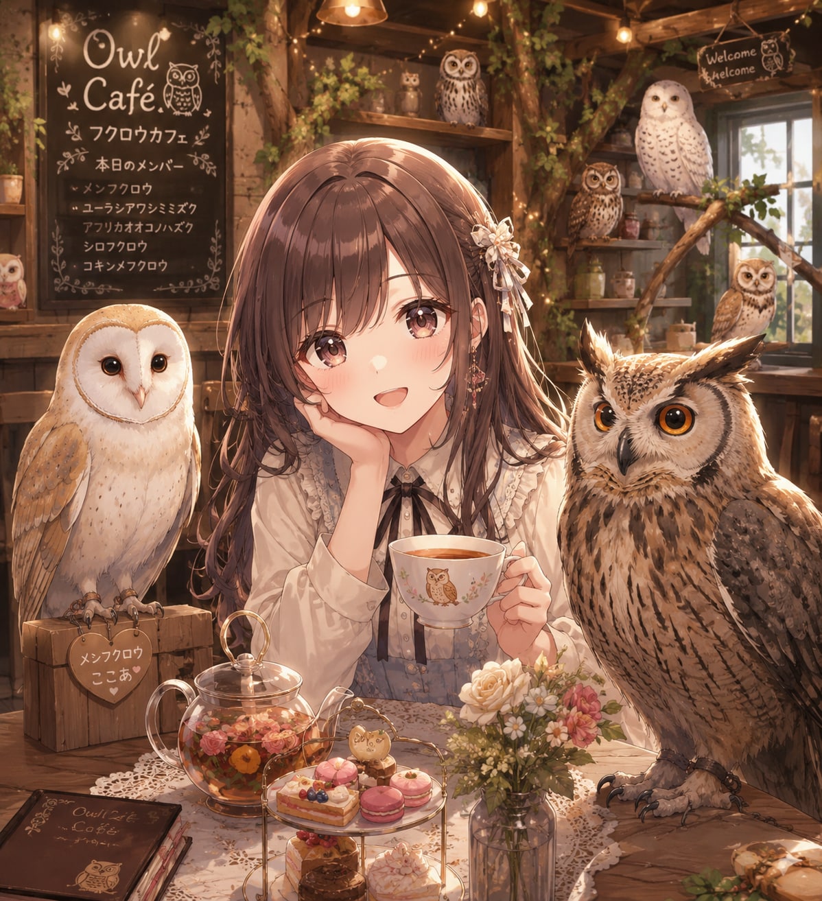 フクロウカフェ | の人気AIイラスト・グラビア