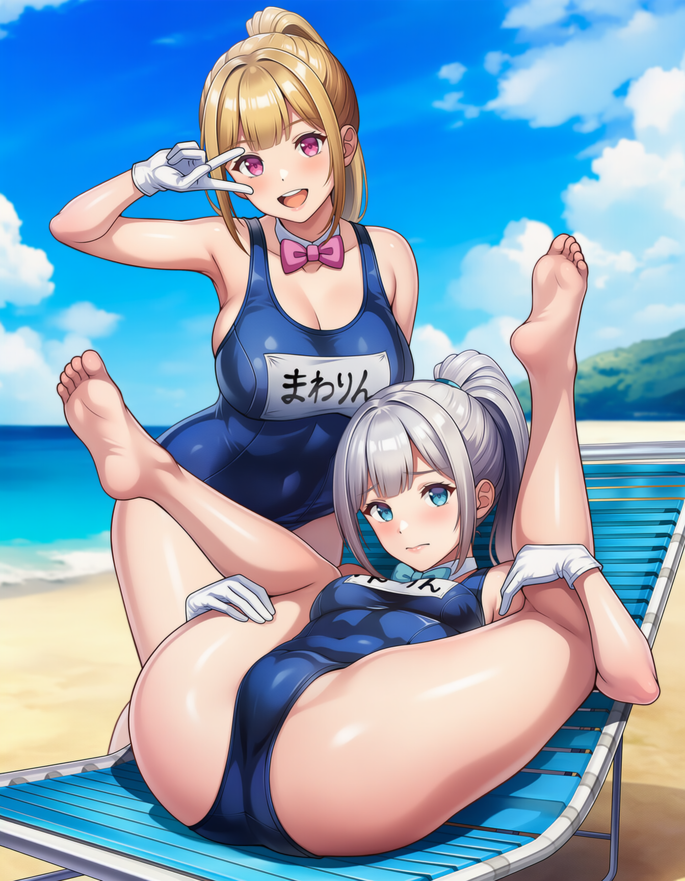 スク水でビーチに行ってみた！