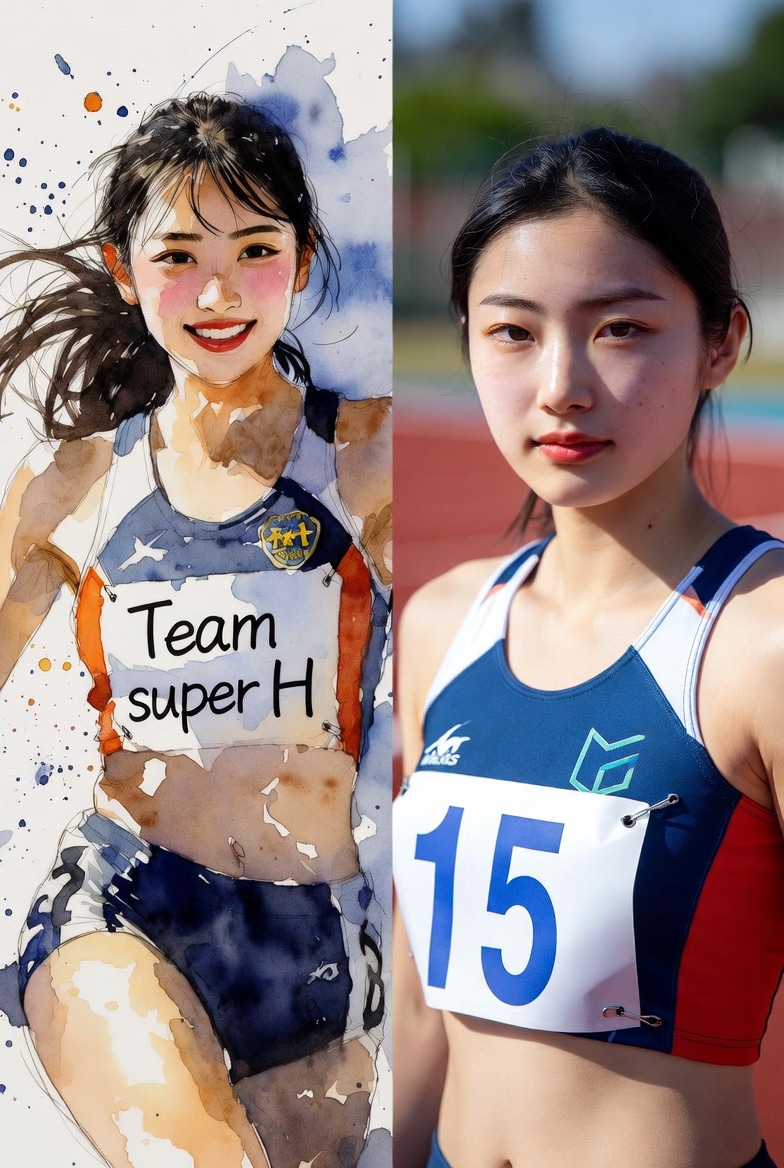 陸上部、水彩画とリアル