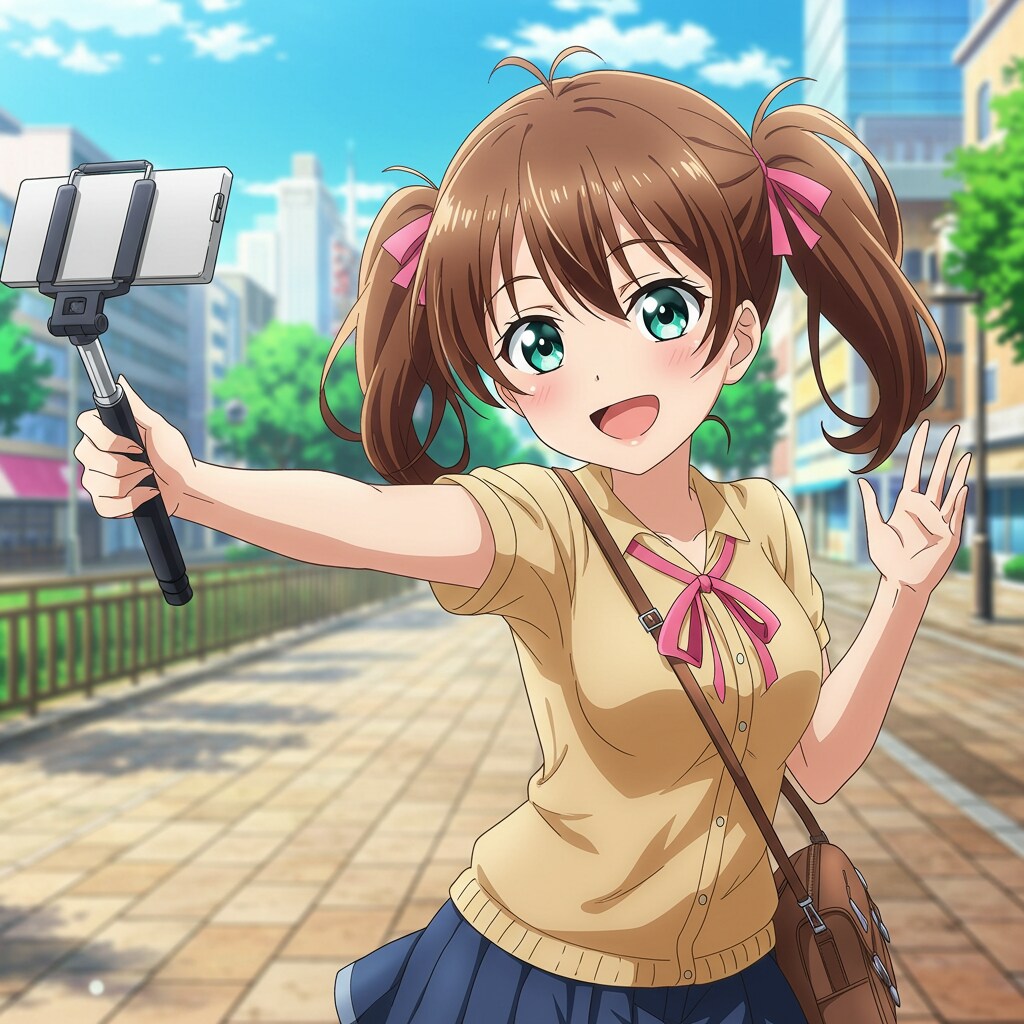 自撮り棒で自撮り