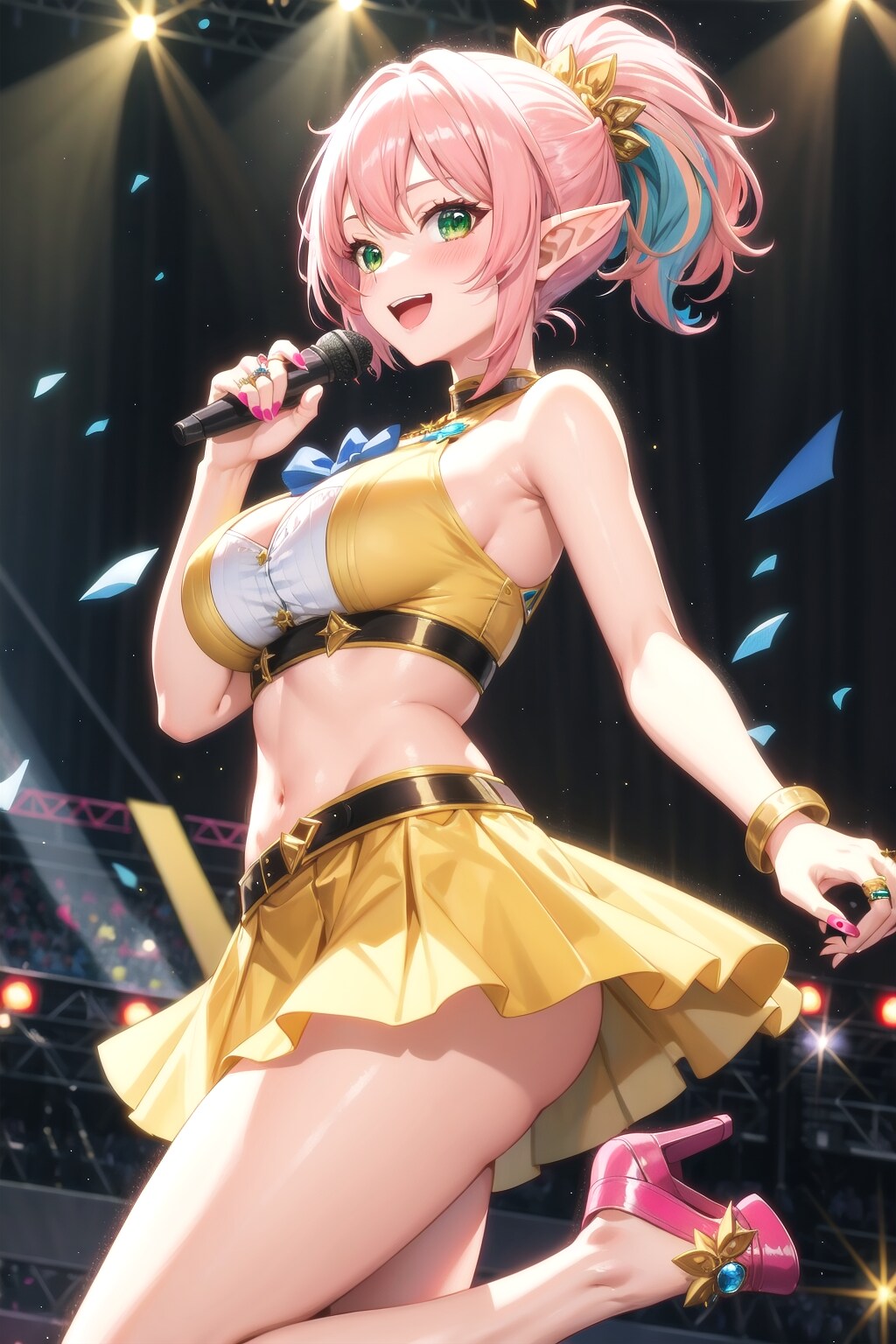 ピンク髪のエルフのママドル