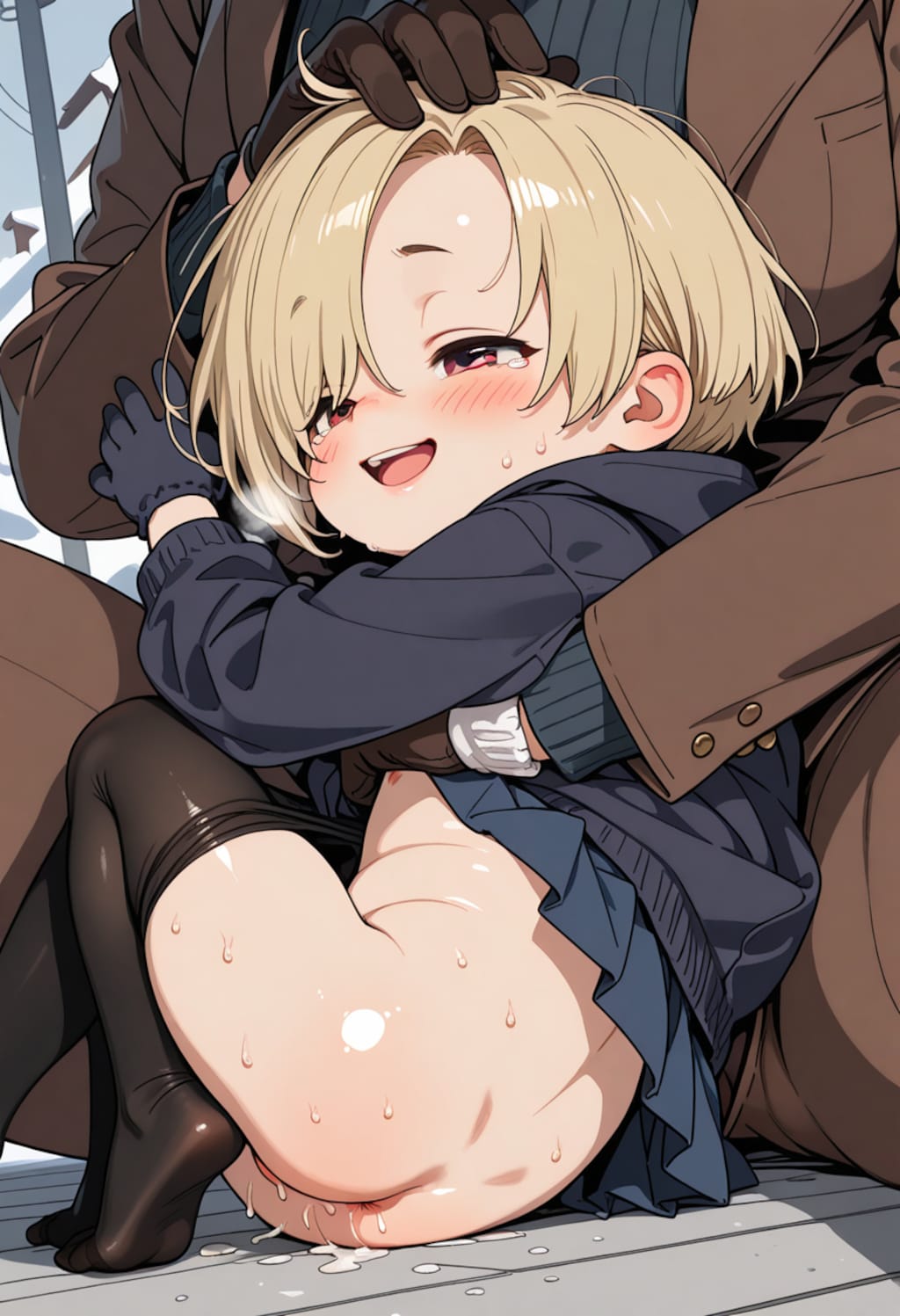 寒いので温め合うイラストなど