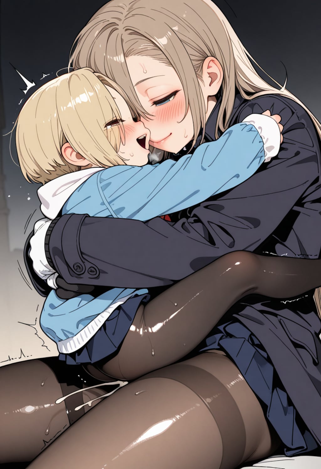 寒いので温め合うイラストなど