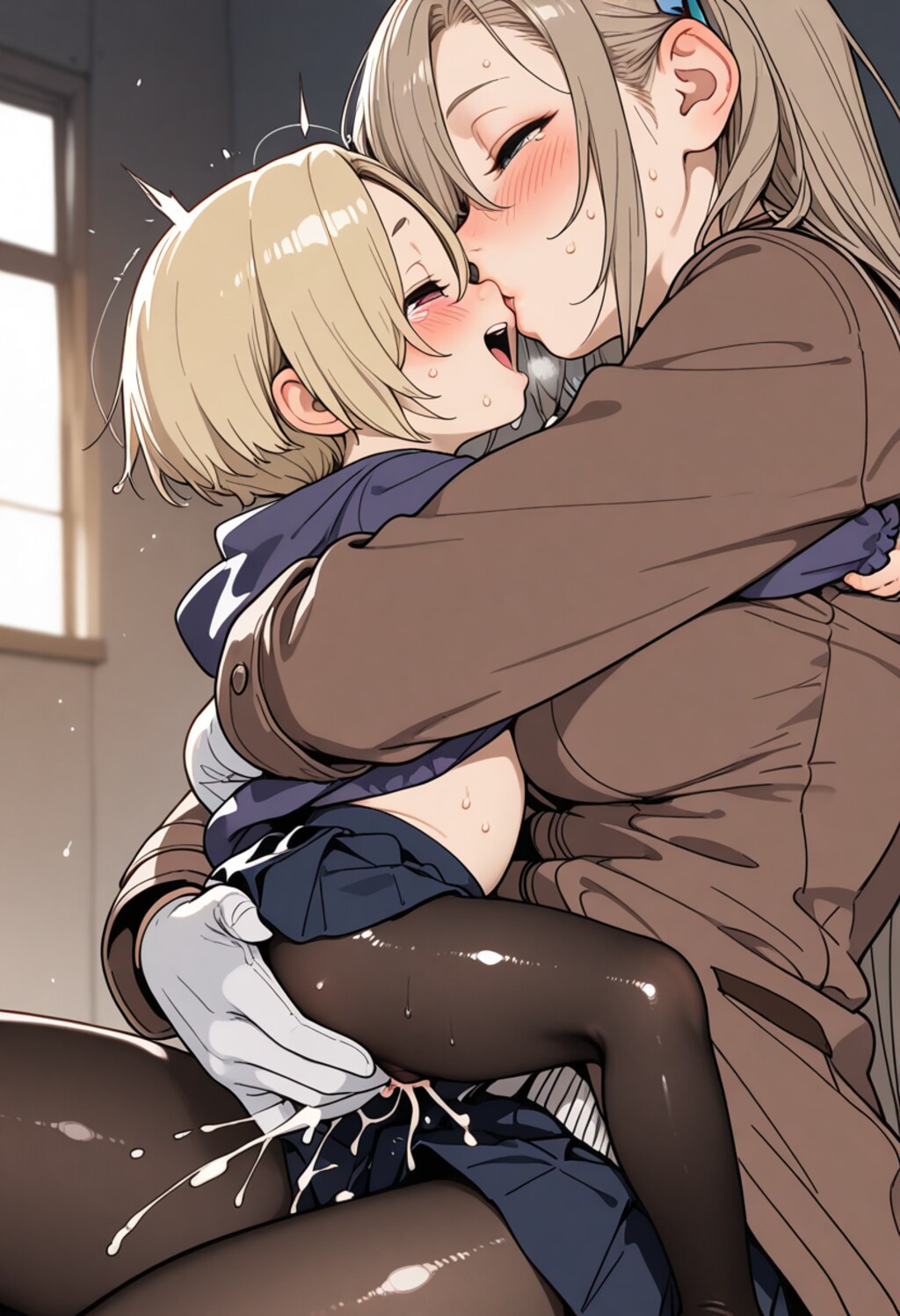 寒いので温め合うイラストなど