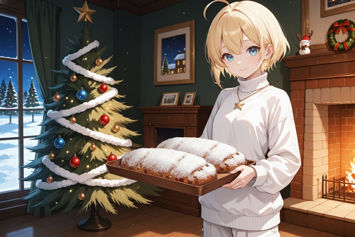 シュトーレンで出迎えてくれる普段着シスターさん | の人気AIイラスト・グラビア