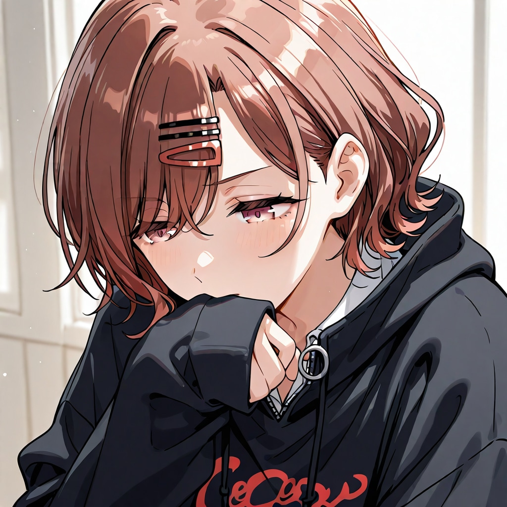 パーカーの袖で鼻を拭いている樋口円香