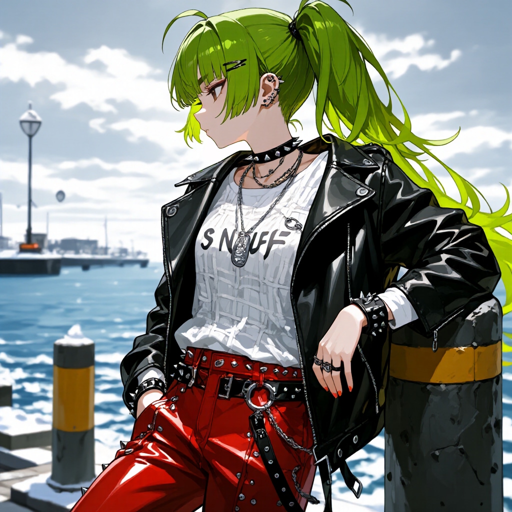 冬の海で黄昏れ