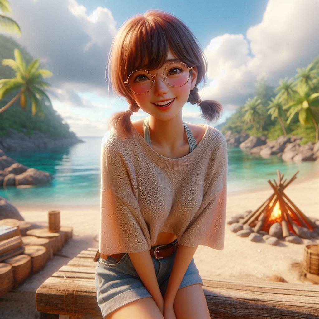 無人島に来たのびかちゃん