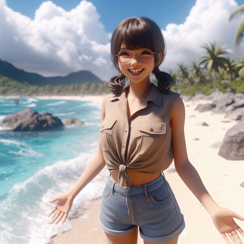 無人島に来たのびかちゃん