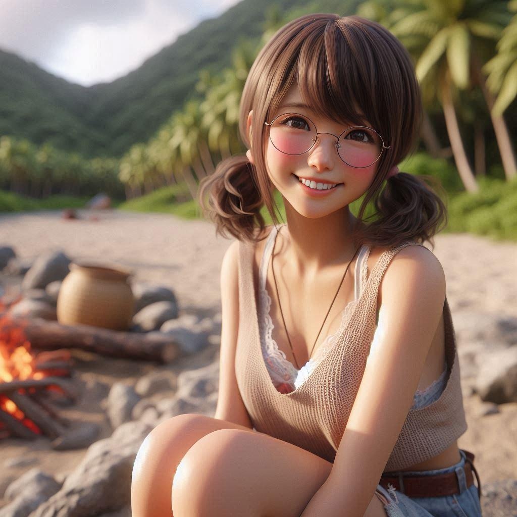 無人島に来たのびかちゃん