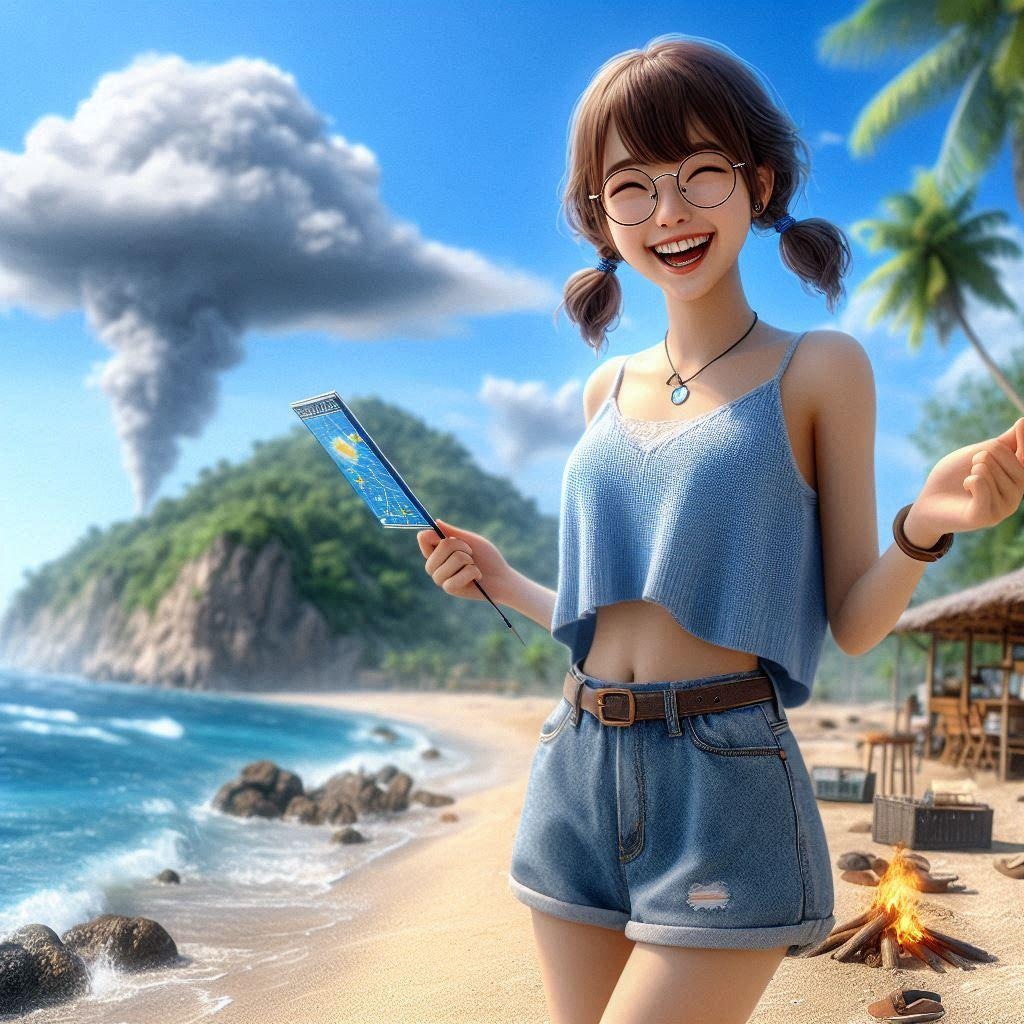 無人島に来たのびかちゃん