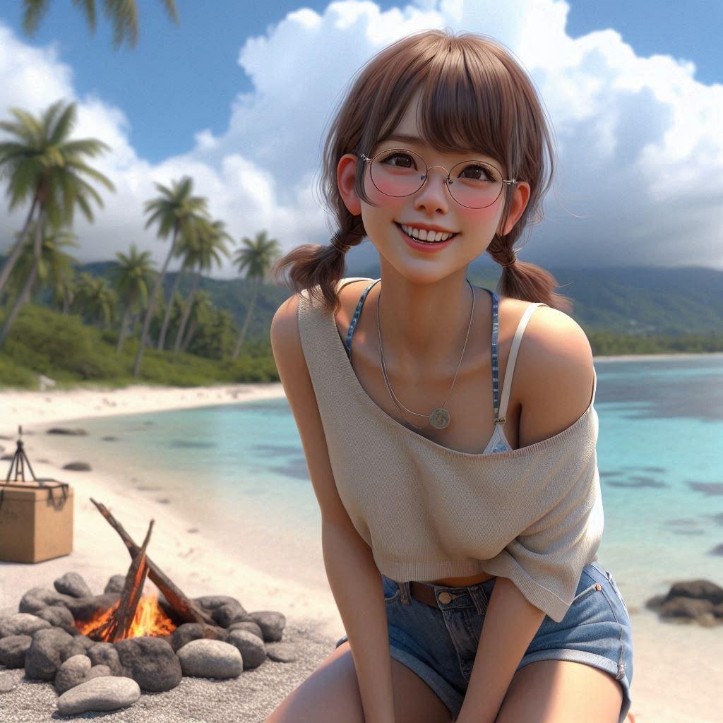 無人島に来たのびかちゃん