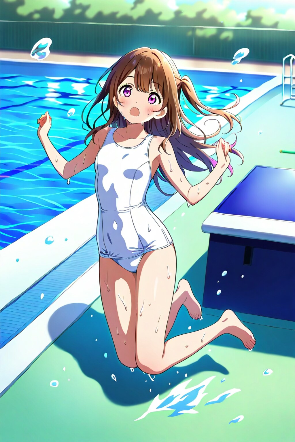 プールサイドでは跳ねないように