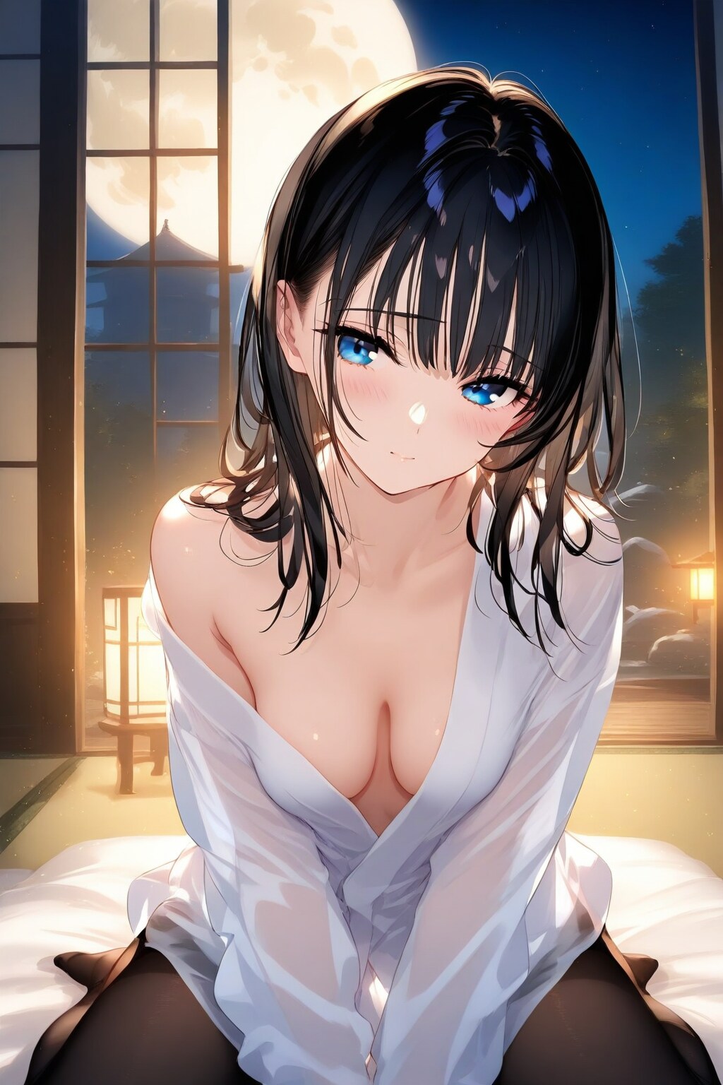 夜の陣屋?にて、葵さんと。