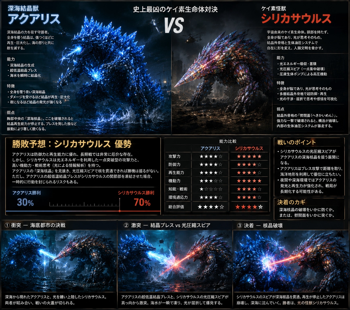 外来恐竜シリカザウルス　VS　深海結晶獣 アクアリス