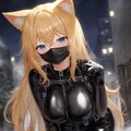 金髪ロングラバースーツヒトイヌちゃん四つん這いで深夜の野外散歩🐶 3枚目