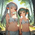 森の中のエルフ姉妹♪　制服？水着？体操服？（確認習作） 6枚目