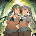 森の中のエルフ姉妹♪　制服？水着？体操服？（確認習作） 7枚目