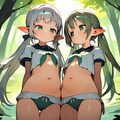 森の中のエルフ姉妹♪　制服？水着？体操服？（確認習作） 8枚目