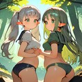 森の中のエルフ姉妹♪　制服？水着？体操服？（確認習作） 9枚目