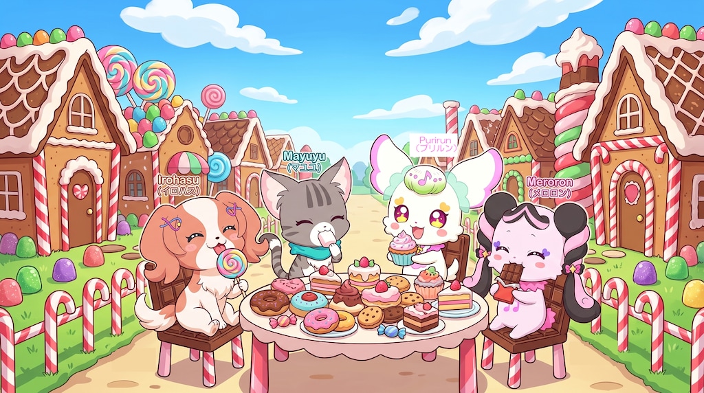プリルン、お菓子タウンに招待する