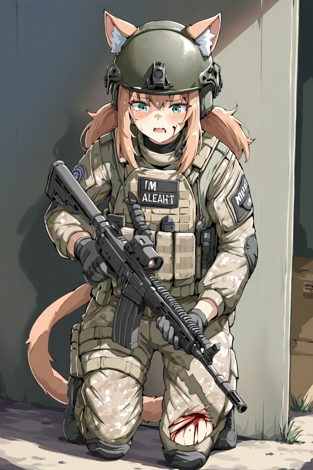 市街地戦中の猫娘