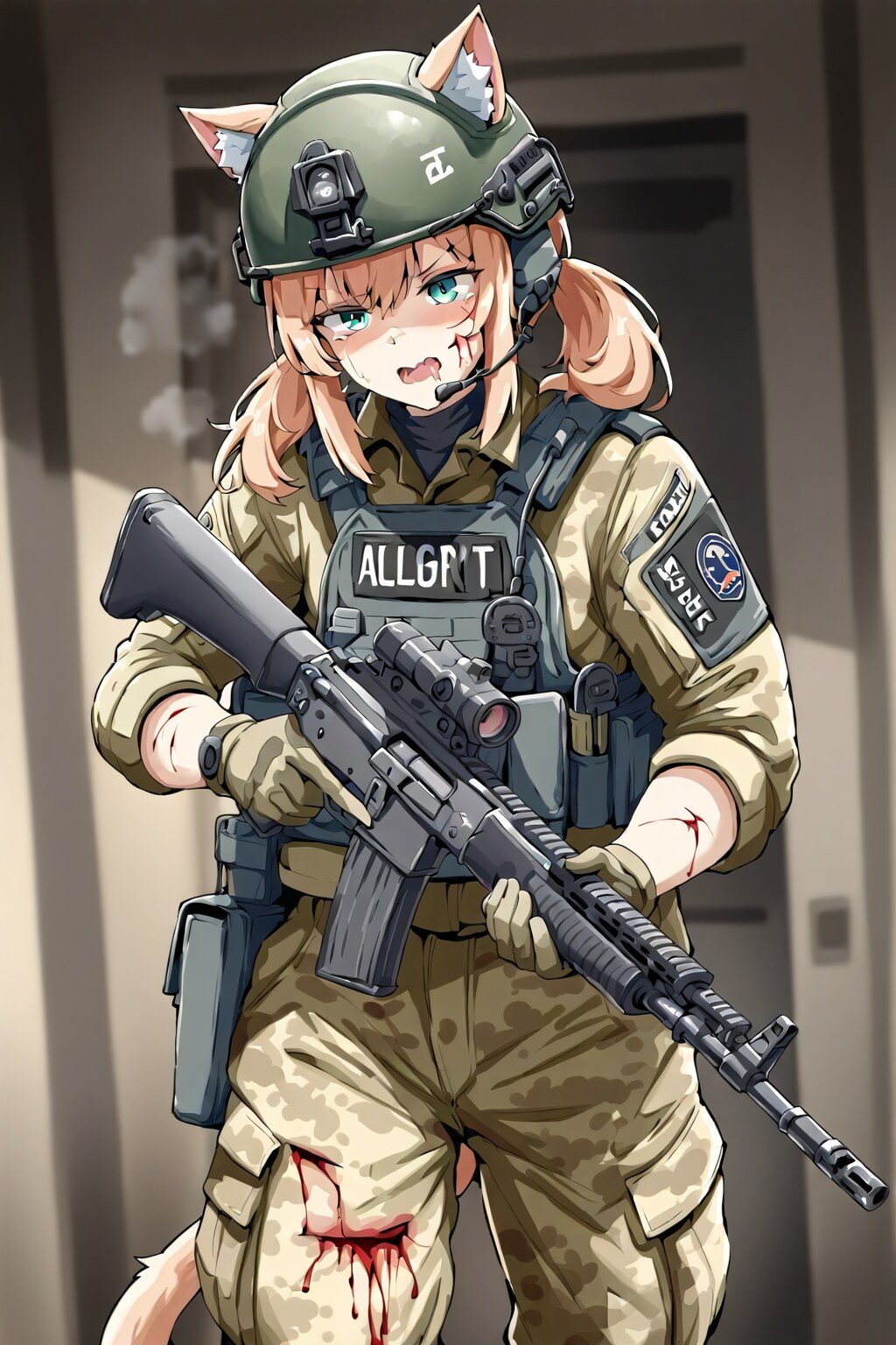 市街地戦中の猫娘 | の人気AIイラスト・グラビア