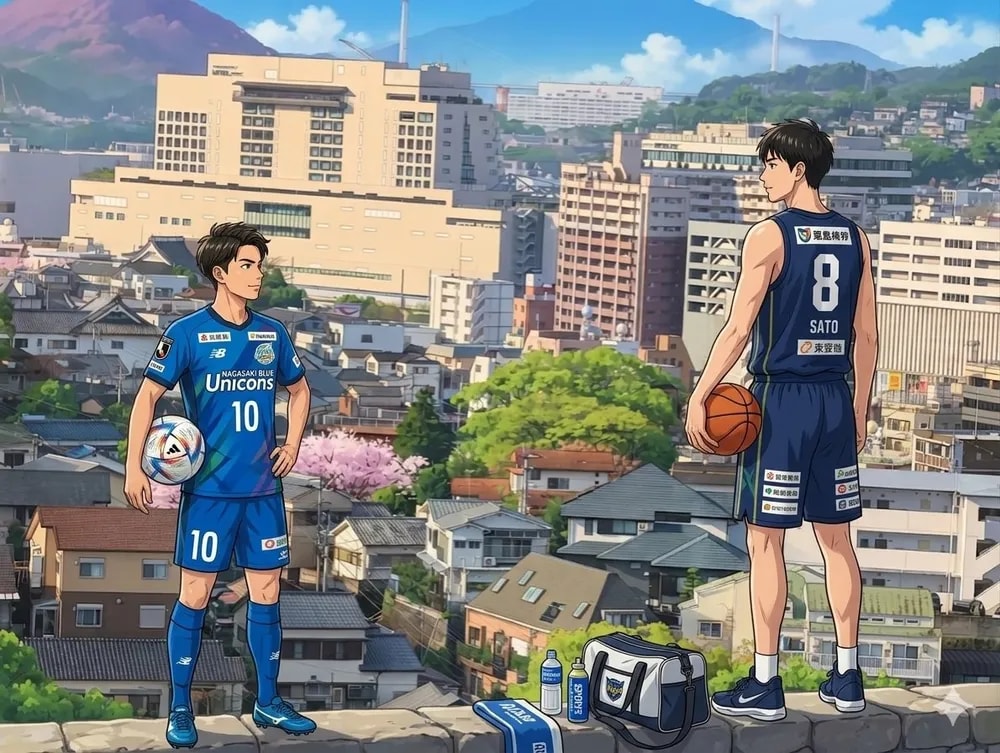 バスケットとサッカー選手