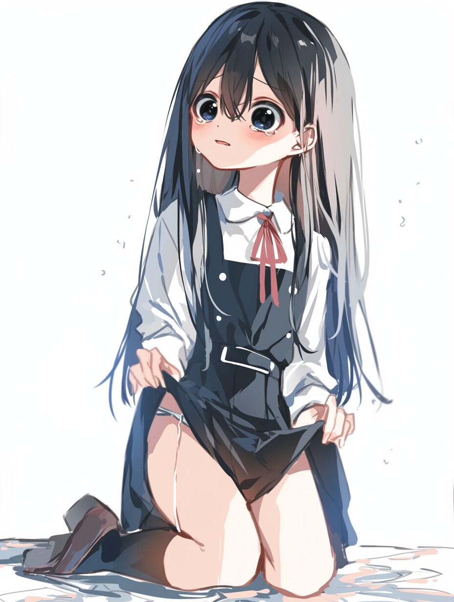 水たまりで転んだ女の子