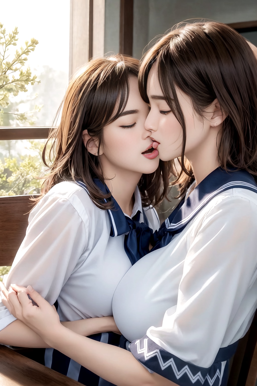 百合 鼻にディープキス