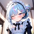 青髪クールメイドさん 3枚目