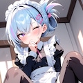 青髪クールメイドさん 2枚目