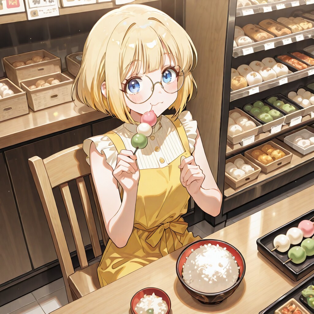 お団子を食べるミッシェルさん