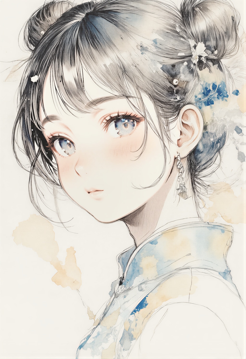 お団子ヘアの女の子 3
