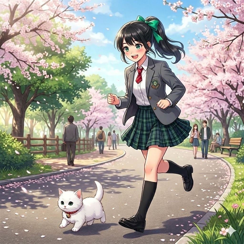 子猫とジョギング | の人気AIイラスト・グラビア