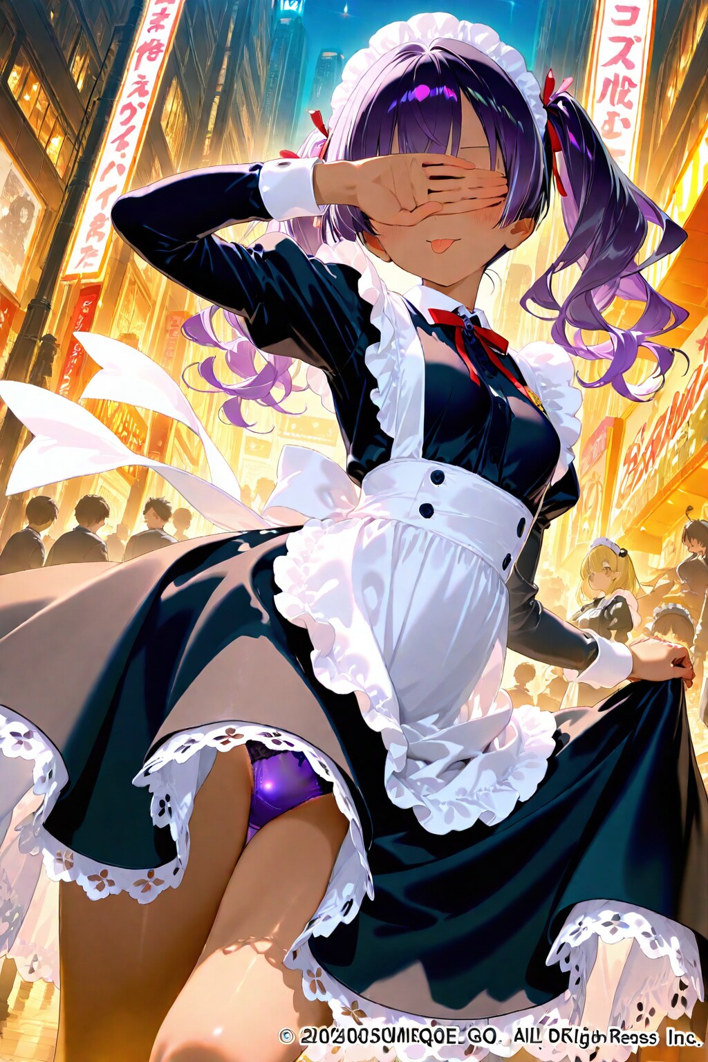 メイドコスで顔隠しポーズ